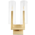 Harbin Double Wall Sconce - Aged Brass / Clear