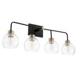 Lacy Soft Contemporary Bathroom Vanity Light - Black / Aged Brass / Clear Seeded