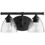 Brooks Bathroom Vanity Light with Clear Seeded Glass - Textured Black / Clear Seeded