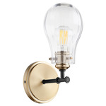 Modern Teardrop Wall Sconce - Aged Brass / Black / Clear
