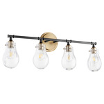 Modern Teardrop Bathroom Vanity Light - Aged Brass / Black / Clear