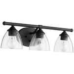 Brooks Bathroom Vanity Light with Clear Seeded Glass - Textured Black / Clear Seeded