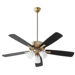 Ovation 52 Inch Ceiling Fan - Aged Brass / Matte Black-Walnut / Opal