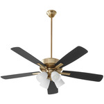 Ovation 52 Inch Ceiling Fan - Aged Brass / Matte Black-Walnut / Opal