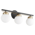 Nimbus Bathroom Vanity Light - Black / Aged Brass / Satin Opal