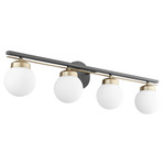 Nimbus Bathroom Vanity Light - Black / Aged Brass / Satin Opal