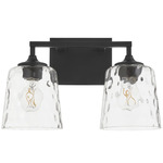 Eldorado Bathroom Vanity Light - Matte Black / Clear Hammered Glass