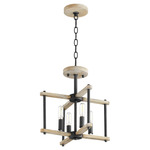 Silva Convertible Semi Flush Light - Textured Black / Weathered Oak / Weathered Oak