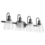 Hollis Bathroom Vanity Light - Matte Black / Clear Seeded