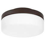 Round Damp Location Fan Light Kit - Oiled Bronze / Satin Opal