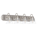 Fort Worth Clear Seeded Bathroom Vanity Light - Satin Nickel / Clear Seeded