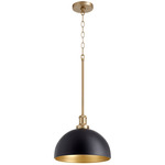 Fort Worth Dome Pendant - Aged Brass / Black