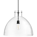 Fort Worth Clear Seeded Dome Pendant - Black / Clear Seeded