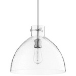 Fort Worth Clear Seeded Dome Pendant - Satin Nickel / Clear Seeded