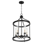 Empire Pendant - Textured Black / Aged Brass / Clear