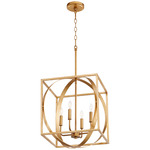 Soft Contemporary Cage Pendant - Gold Leaf