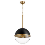 Soft Contemporary Globe Pendant - Aged Brass / Black / Clear