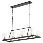 Paxton Linear Chandelier - Textured Black / Aged Brass / Clear Seeded