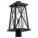 Artesno Outdoor Post Lantern - Textured Black / Clear