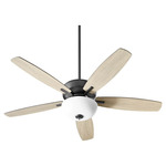 Breeze 52 Inch Ceiling Fan with Opal Bowl Light - Textured Black / Black-Weathered Oak / Satin Opal