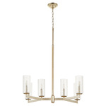 Merrick Chandelier with Fluted Glass Shades - Aged Silver Leaf / Clear