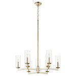 Merrick Chandelier with Fluted Glass Shades - Aged Silver Leaf / Clear