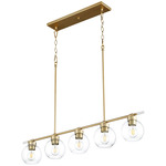 Volan Linear Pendant - Aged Brass / Clear