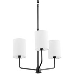 Harmony Chandelier - Matte Black / White Linen