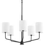 Harmony Chandelier - Matte Black / White Linen
