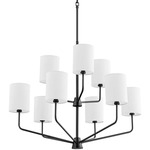 Harmony Chandelier - Matte Black / White Linen
