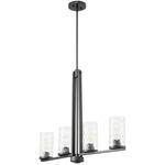 Steinway Linear Chandelier - Matte Black / Clear Hammered