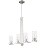Steinway Linear Chandelier - Satin Nickel / Clear Hammered