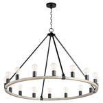 Paxton Chandelier - Textured Black / Weathered Oak