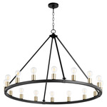 Paxton Chandelier - Textured Black / Aged Brass