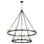 Paxton 2-Tier Chandelier - Textured Black / Aged Brass / Textured Black