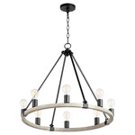 Paxton Chandelier - Textured Black / Weathered Oak