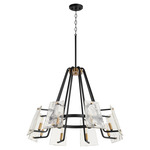 Tioga Chandelier - Textured Black / Aged Brass / Clear