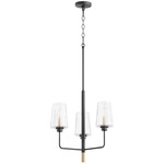 Dalia Chandelier - Textured Black / Aged Brass / Clear