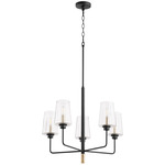 Dalia Chandelier - Textured Black / Aged Brass / Clear