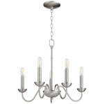 Traditional 5-Light Chandelier w/o Shades - Satin Nickel
