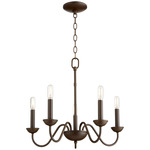 Traditional 5-Light Chandelier w/o Shades - Oiled Bronze