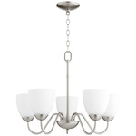 Traditional 5-Light Chandelier - Satin Nickel / Satin Opal
