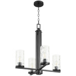 Steinway Chandelier - Matte Black / Clear Hammered