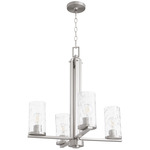 Steinway Chandelier - Satin Nickel / Clear Hammered