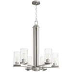 Steinway Chandelier - Satin Nickel / Clear Hammered