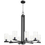Steinway Chandelier - Matte Black / Clear Hammered