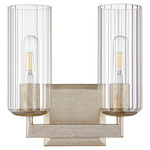 Merrick Bathroom Vanity Light with Fluted Glass - Aged Silver Leaf / Clear