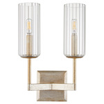 Merrick 2-Light Wall Sconce with Fluted Glass - Aged Silver Leaf / Clear