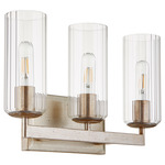 Merrick Bathroom Vanity Light with Fluted Glass - Aged Silver Leaf / Clear