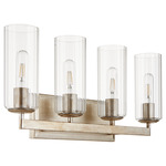 Merrick Bathroom Vanity Light with Fluted Glass - Aged Silver Leaf / Clear